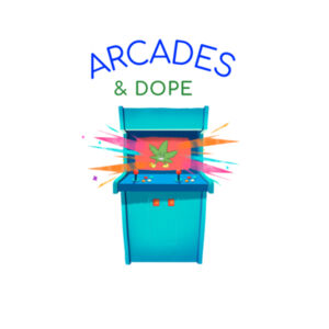 ARCADES & DOPE! Arcade/Retro, 90s, disco, cannabis, party Theme Tee Design