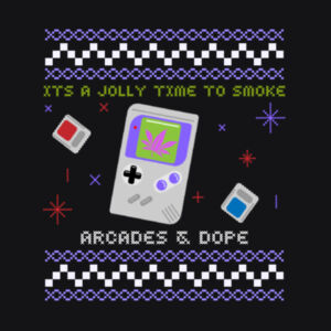 Arcades and Dope! Ugly Christmas Gameboy Edition, Retro, 90s, Arcade, Gaming, Street, Cannabis theme  Design